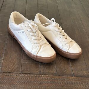 French Connection White Sneakers with Brown Gum Soles